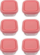 Paşabahçe Snowbox Kare Cam-Plastik Saklama Kabı 6x275 ml Pembe
