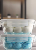 Lav Kilitli Kare Cam-Plastik Saklama Kabı 2x720 ml