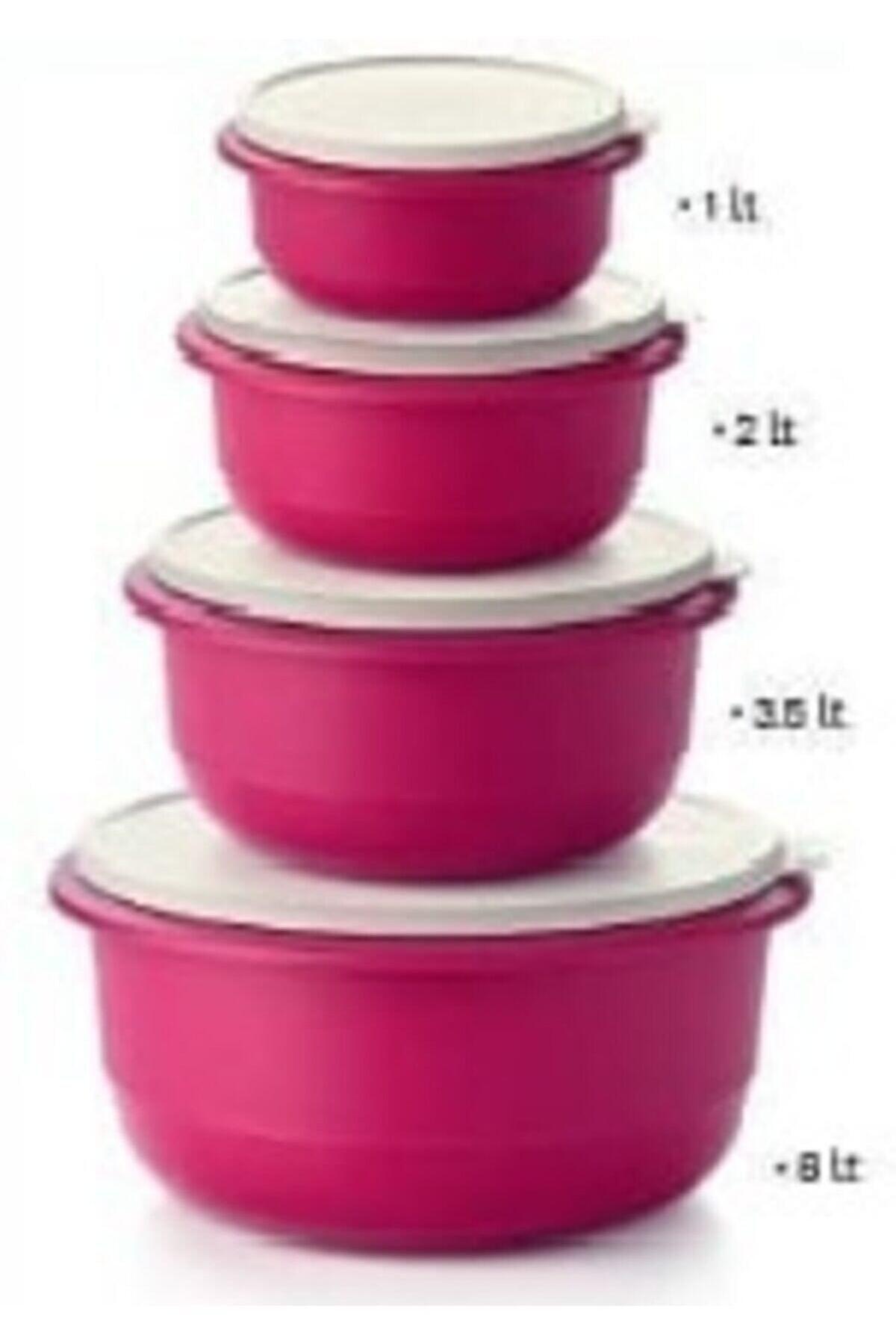 Tupperware Miksim Yuvarlak Plastik Saklama Kabı 4x1 lt-2 lt-3.5 lt-8 lt