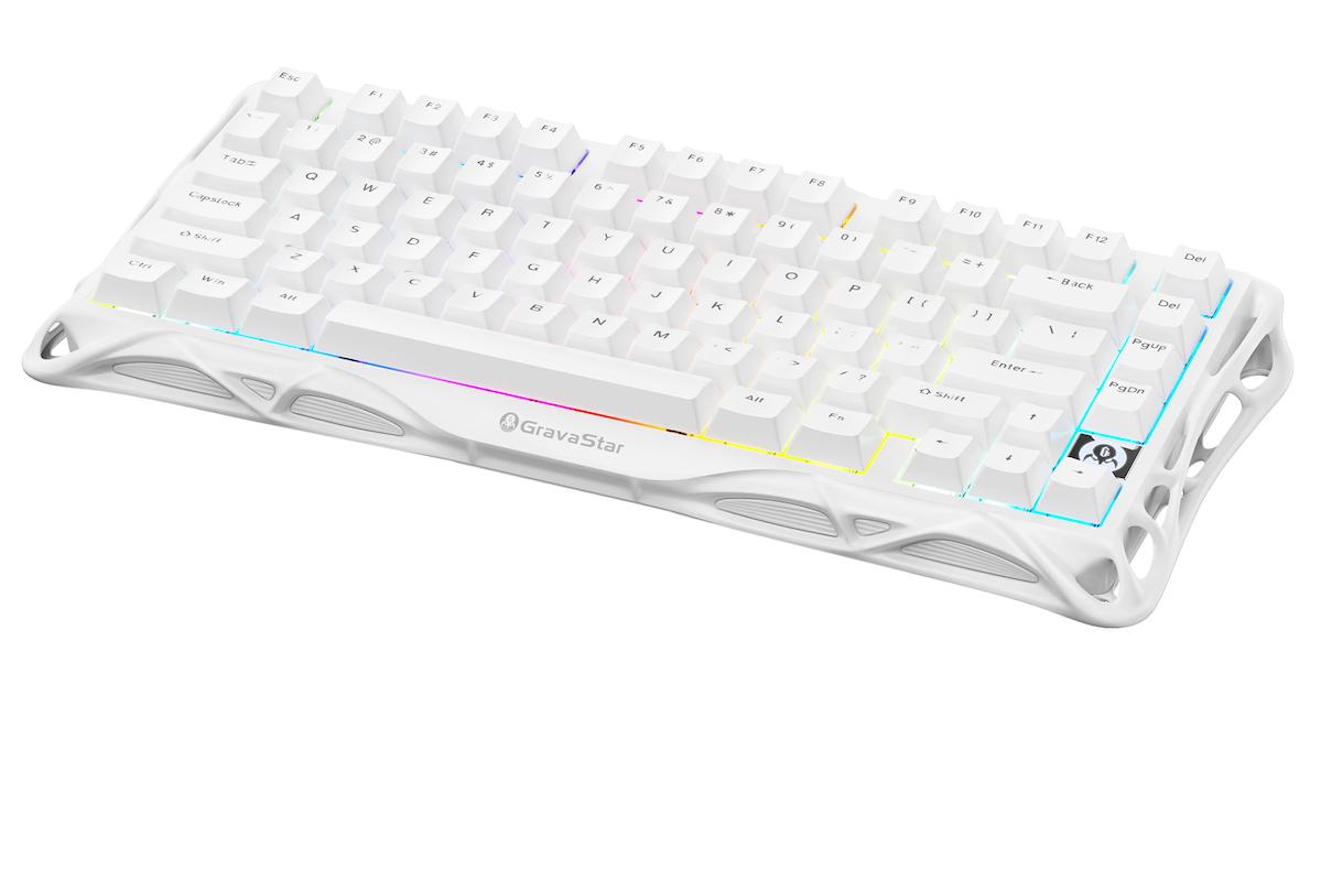 Gravastar Mercury K1 Lite İngilizce Q RGB Wireless 80 Tuşlu Kablosuz Beyaz Mekanik Gaming Klavye