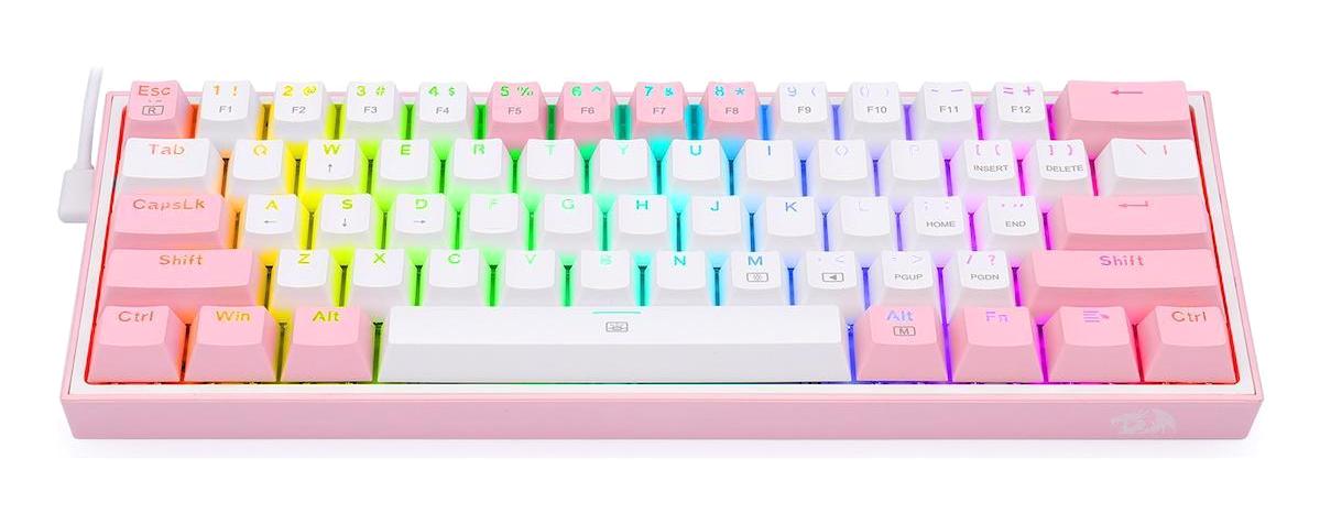 Redragon K617 Türkçe Q RGB 61 Tuşlu Kablolu Pembe Mekanik Gaming Klavye