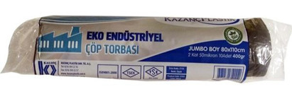 Kazanç Endüstriyel Jumbo Boy 80x110 cm Çöp Poşeti 10 Adet Siyah