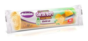 Polmix Limon Kokulu Büzgülü Orta Boy 55x60 cm Çöp Poşeti 30x10 Adet Sarı