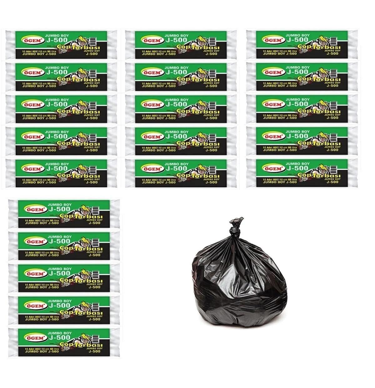 Ögem J-500 Jumbo Boy 80x110 cm Çöp Poşeti 20x10 Adet Siyah