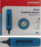 Penmark Hs-505 10'lu Neon Mavi Kesik Uçlu Fosforlu Kalem Seti