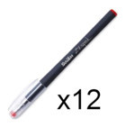 Scrikss Metal Tek Renkli 0.7 mm Kırmızı 12'li Tükenmez Kalem