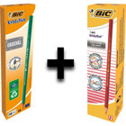 Bic 2x12'li Köşeli Siyah-Kırmızı HB Kurşun Kalem Seti