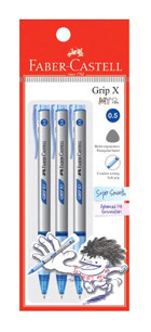 Faber-Castell Grip X Plastik Tek Renkli 0.5 mm Mavi 3'lü Tükenmez Kalem