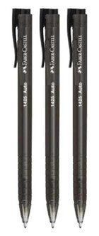 Faber-Castell 1425 Auto Plastik Tek Renkli 1.0 mm Siyah 3'lü Tükenmez Kalem
