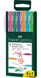 Faber-Castell 1425 Auto Plastik 6 Renkli 0.7 mm İğne Uçlu Çok Renkli 6'lı Tükenmez Kalem