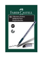 Faber-Castell 1425 Plastik Tek Renkli 0.7 mm İğne Uçlu Siyah 50'li Tükenmez Kalem