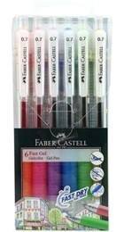 Faber-Castell Fast Gel Plastik 6 Renkli 0.7 mm Çok Renkli 6'lı Tükenmez Kalem