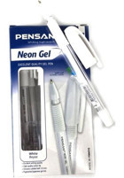Pensan Neon Gel Plastik Tek Renkli 1.0 mm İğne Uçlu Beyaz 12'li Tükenmez Kalem