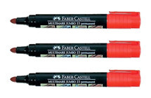 Faber-Castell 3'lü Doldurulabilir Silinebilir Kırmızı Tahta Kalemi Seti