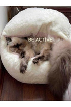 Be Active Afrodit S Peluş Tek Fonksiyonlu 50 cm Simit Kedi Yatağı Bej