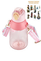 Vagonlife Pipetli Pembe Plastik Okul Çocuk Matara 800 ml