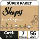 Sleepy Ecologic 7 Numara Organik Cırtlı Bebek Bezi 56 Adet