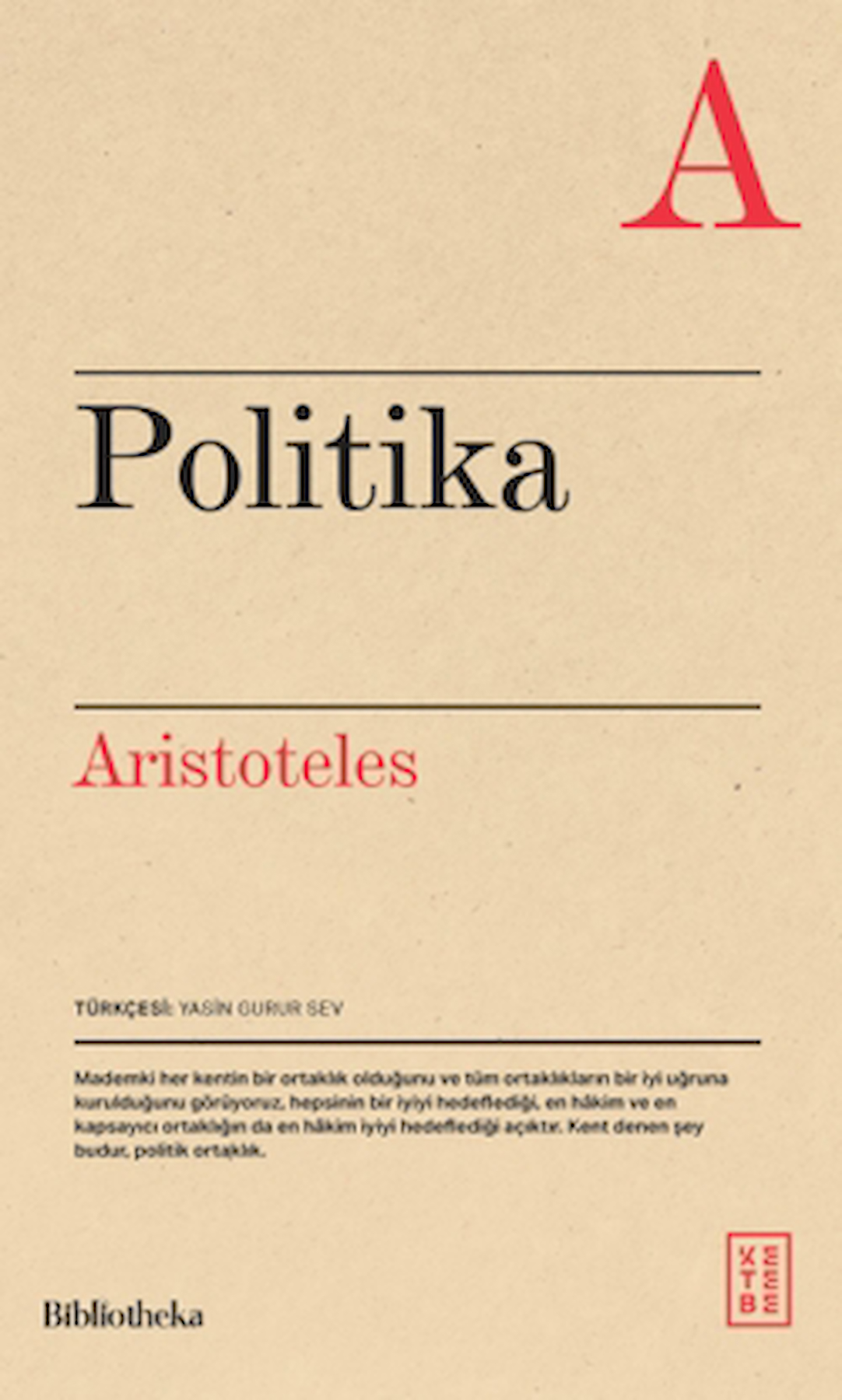 Politika / Aristoteles / Ketebe Yayınları / 9786256309739
