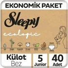 Sleepy Ecologic 5 Numara Organik Külot Bebek Bezi 40 Adet