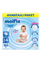 Molfix Anne Kucağı Gibi 4 Numara Cırtlı Bebek Bezi 186 Adet