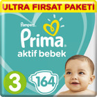 Prima Aktif Bebek 3 Numara Cırtlı Bebek Bezi 164 Adet