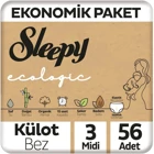 Sleepy Ecologic 3 Numara Organik Külot Bebek Bezi 56 Adet