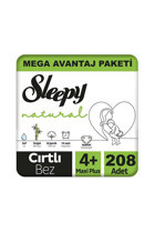Sleepy Mega Avantaj Paketi 4 + Numara Organik Cırtlı Bebek Bezi 208 Adet