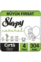 Sleepy Maxi Büyük Fırsat 4 Numara Organik Cırtlı Bebek Bezi 304 Adet
