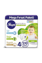 Sleepy Natural 4 Numara Organik Cırtlı Bebek Bezi 270 Adet