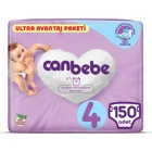 Canbebe Ultra Avantaj Paketi 4 Numara Bantlı Bebek Bezi 150 Adet
