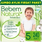 Bebem Natural Doğa Özleri 5 Numara Organik Cırtlı Bebek Bezi 240 Adet