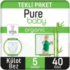 Pure Baby Pamuklu 5 Numara Organik Külot Bebek Bezi 40 Adet