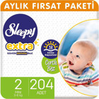 Sleepy Extra Mini 2 Numara Organik Cırtlı Bebek Bezi 204 Adet
