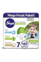 Sleepy Natural 7 Numara Organik Cırtlı Bebek Bezi 140 Adet