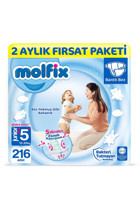 Molfix Junior Plus 5 + Numara Cırtlı Bebek Bezi 216 Adet