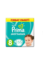 Prima Aktif Bebek 8 Numara Cırtlı Bebek Bezi 155 Adet
