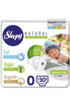 Sleepy Sensitive Prematüre 0 Numara Organik Cırtlı Bebek Bezi 30 Adet