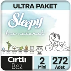 Sleepy Bio Natural 2 Numara Organik Cırtlı Bebek Bezi 272 Adet