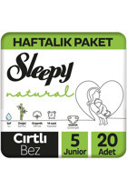 Sleepy Natural 5 Numara Organik Cırtlı Bebek Bezi 20 Adet