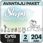 Sleepy Bio Natural 2 Numara Organik Cırtlı Bebek Bezi 204 Adet