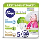 Sleepy Natural Ultra Hassas Junior 5 Numara Organik Cırtlı Bebek Bezi 100 Adet