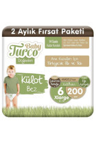 Baby Turco Doğadan 6 Numara Külot Bebek Bezi 200 Adet