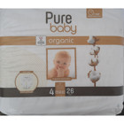 Pure Baby Organik 4 Numara Organik Cırtlı Bebek Bezi 26 Adet