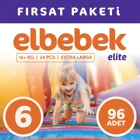 Elbebek Elite Extra Large 6 Numara Cırtlı Bebek Bezi 96 Adet