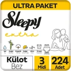 Sleepy Midi Ultra Paket 3 Numara Külot Bebek Bezi
