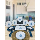 Pembiş Mutfağım Blue Magic Desenli 15 Parça 6 Kişilik Stoneware Kahvaltı Takımı Beyaz-Mavi