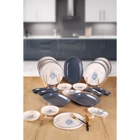 Keramika Blue Magic Oval-Yuvarlak Desenli 25 Parça 12 Kişilik Seramik Kahvaltı Takımı Beyaz-Mavi