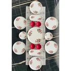 Venüs Home Decoratıon Kar Çiçeği Desenli 15 Parça 6 Kişilik Seramik Kahvaltı Takımı Fuşya