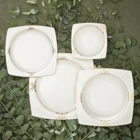 Karaca Fine Pearl Barok Kare Desenli 26 Parça 6 Kişilik Fine Pearl Kahvaltı Takımı Beyaz