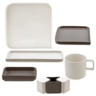 Jumbo Quadro Whıte Kare 27 Parça 6 Kişilik Bone China Kahvaltı Takımı Beyaz